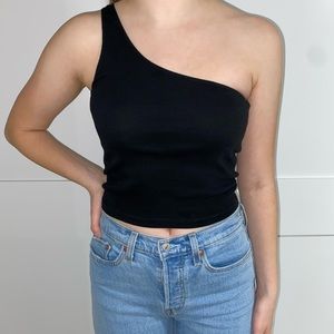 Brandy Melville Black One Shoulder Top